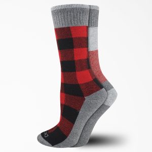 Women's Thermal Plaid Crew Socks. Size 6-9. 2-Pack